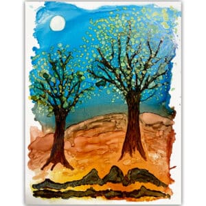 Alcohol ink tree painting