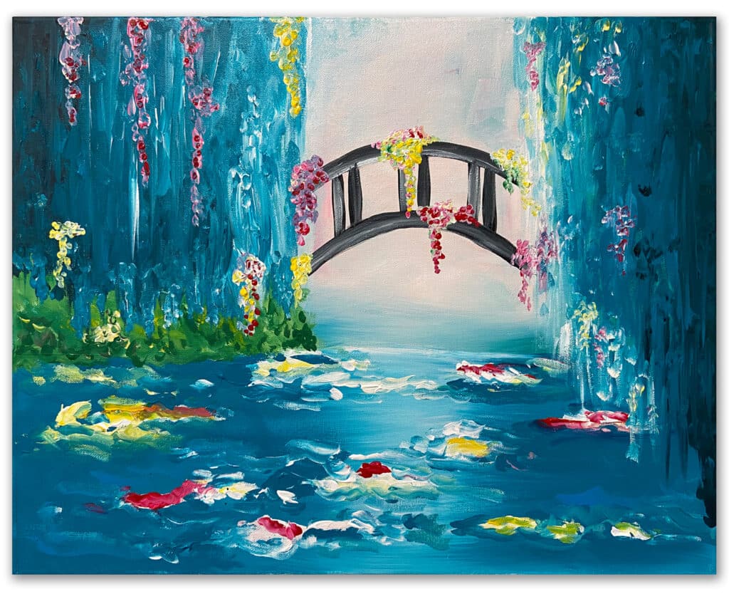 Impressionistic water lily painting