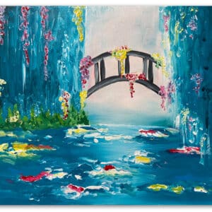 Impressionistic water lily painting