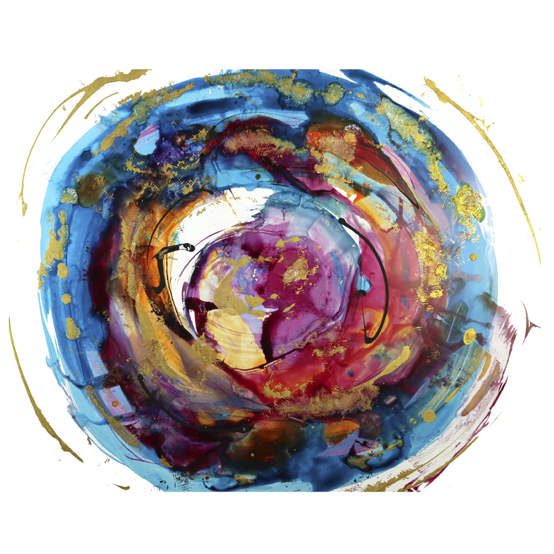 Colorful abstract painting circle shapes.