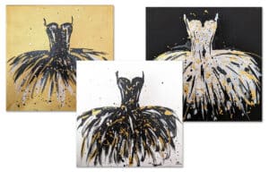 Triptych painting of tutus