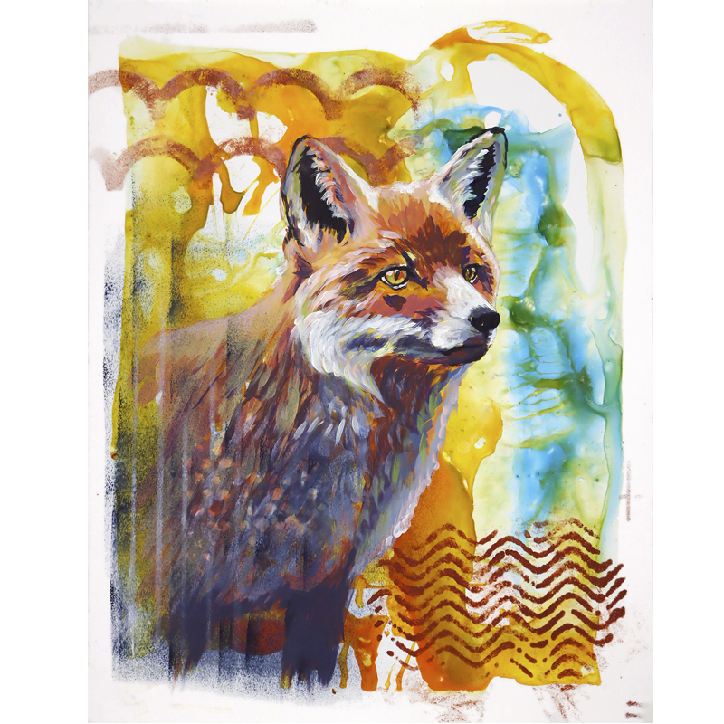Semi-abstract painting of a fox
