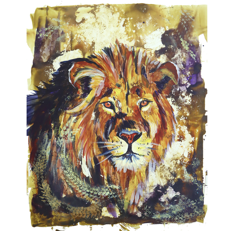 Semi abstract painting of a lion