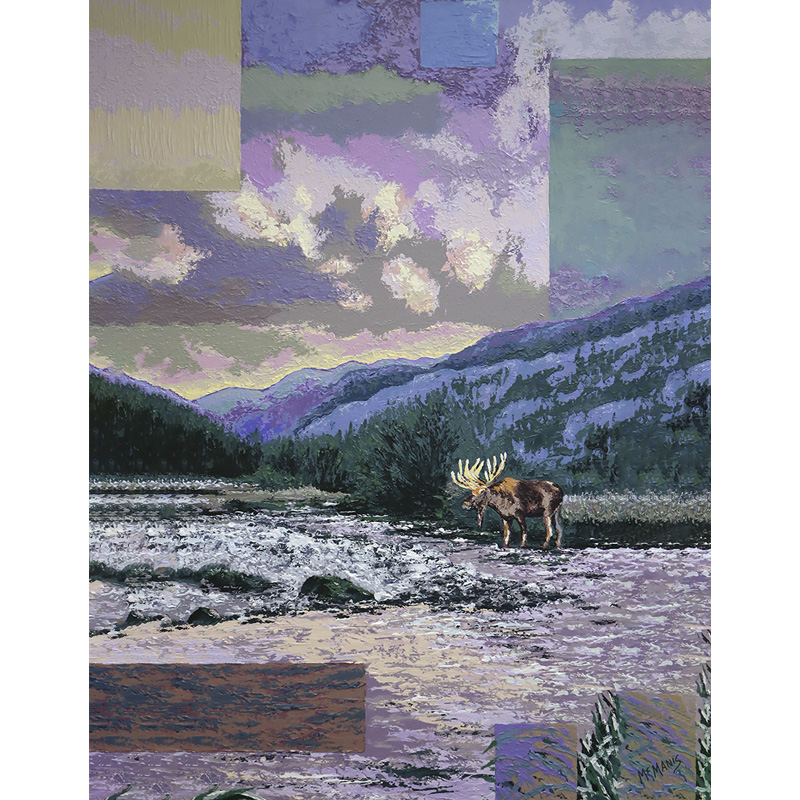 Moose at the River painting