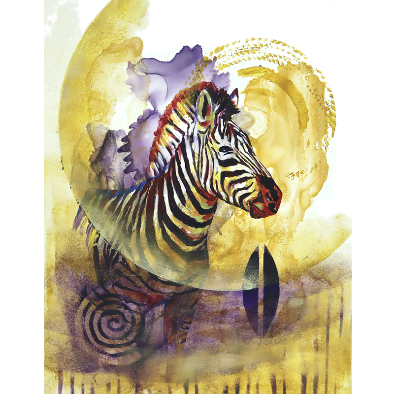 Semi abstract painting of a zebra